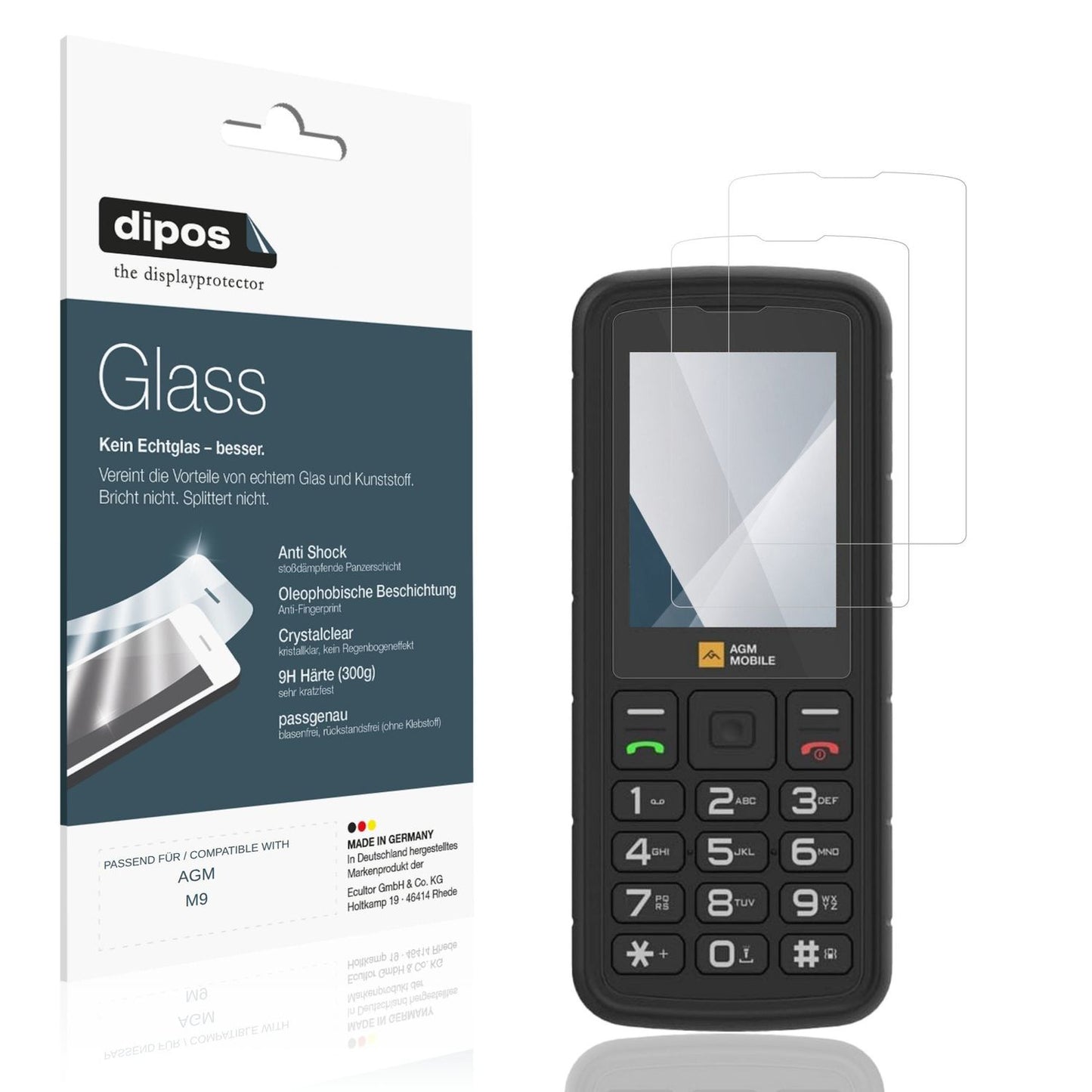 Klare Displayschutzfolie von dipos passend für AGM M9, 9H kratzfest und blasenfrei montiert