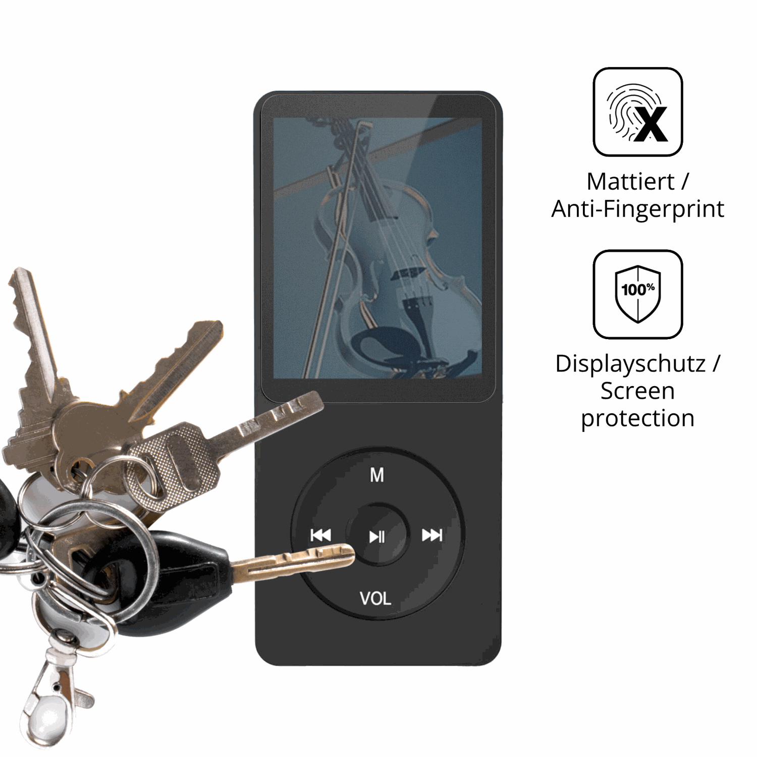 dipos Displayschutz für AGPTEK A02PLB MP3-Player, mattierte Oberfläche, Blickschutzfilter und perfekter Passform