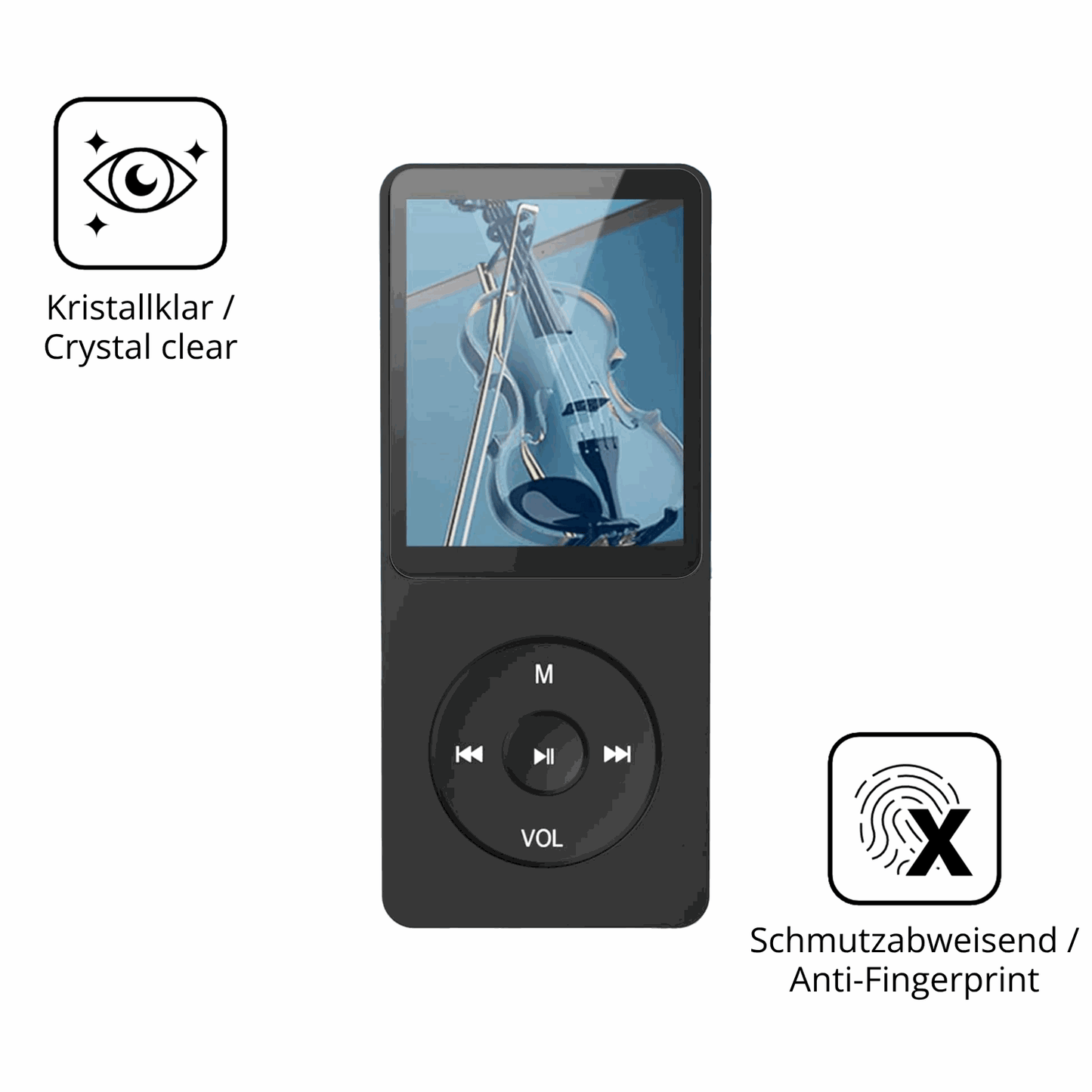 Flexible TPU-Folie passend zugeschnitten für AGPTEK A02PLB MP3-Player, vollständige Abdeckung
