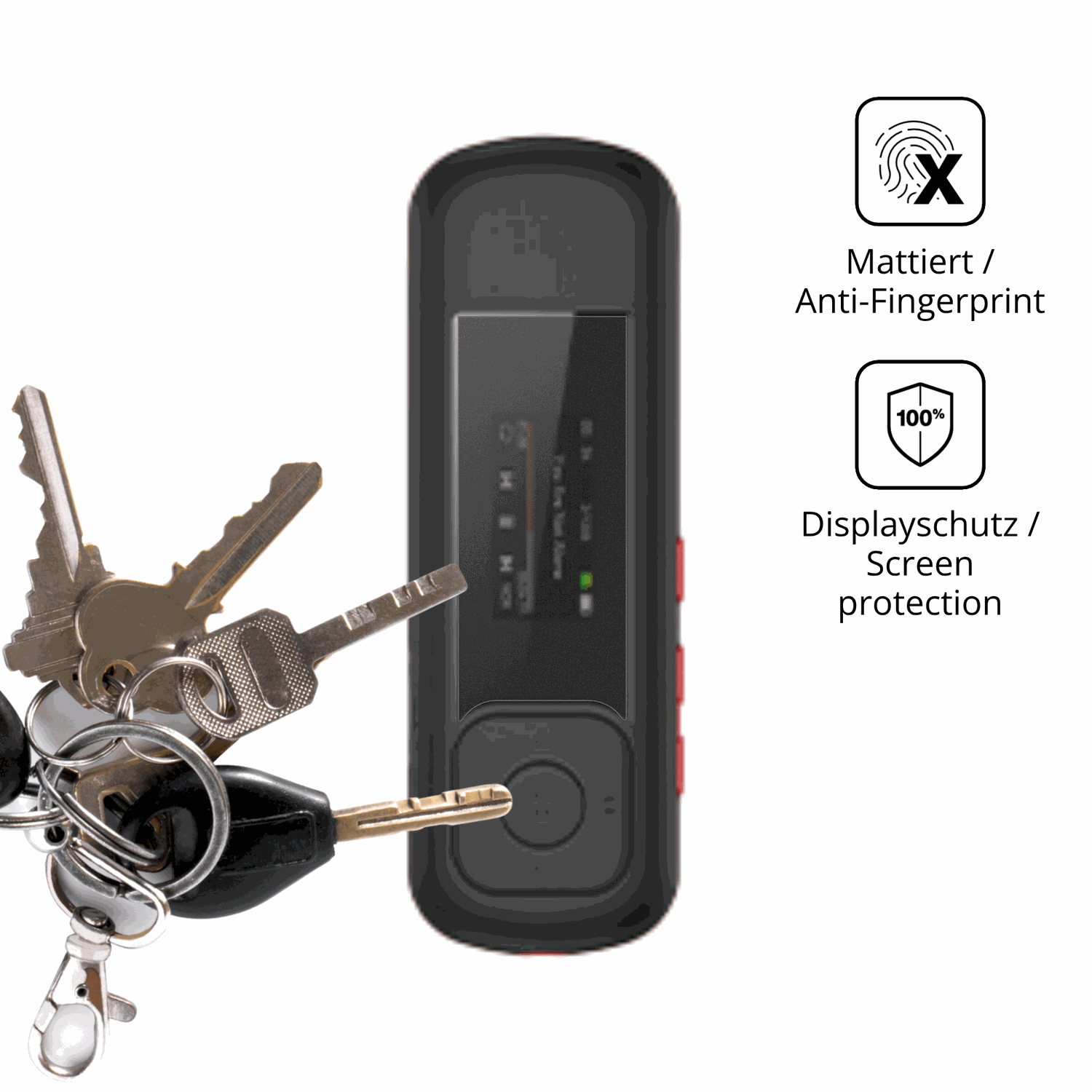 dipos Displayschutz für AGPTEK A55 MP3-Player, mattierte Oberfläche, Blickschutzfilter und perfekter Passform