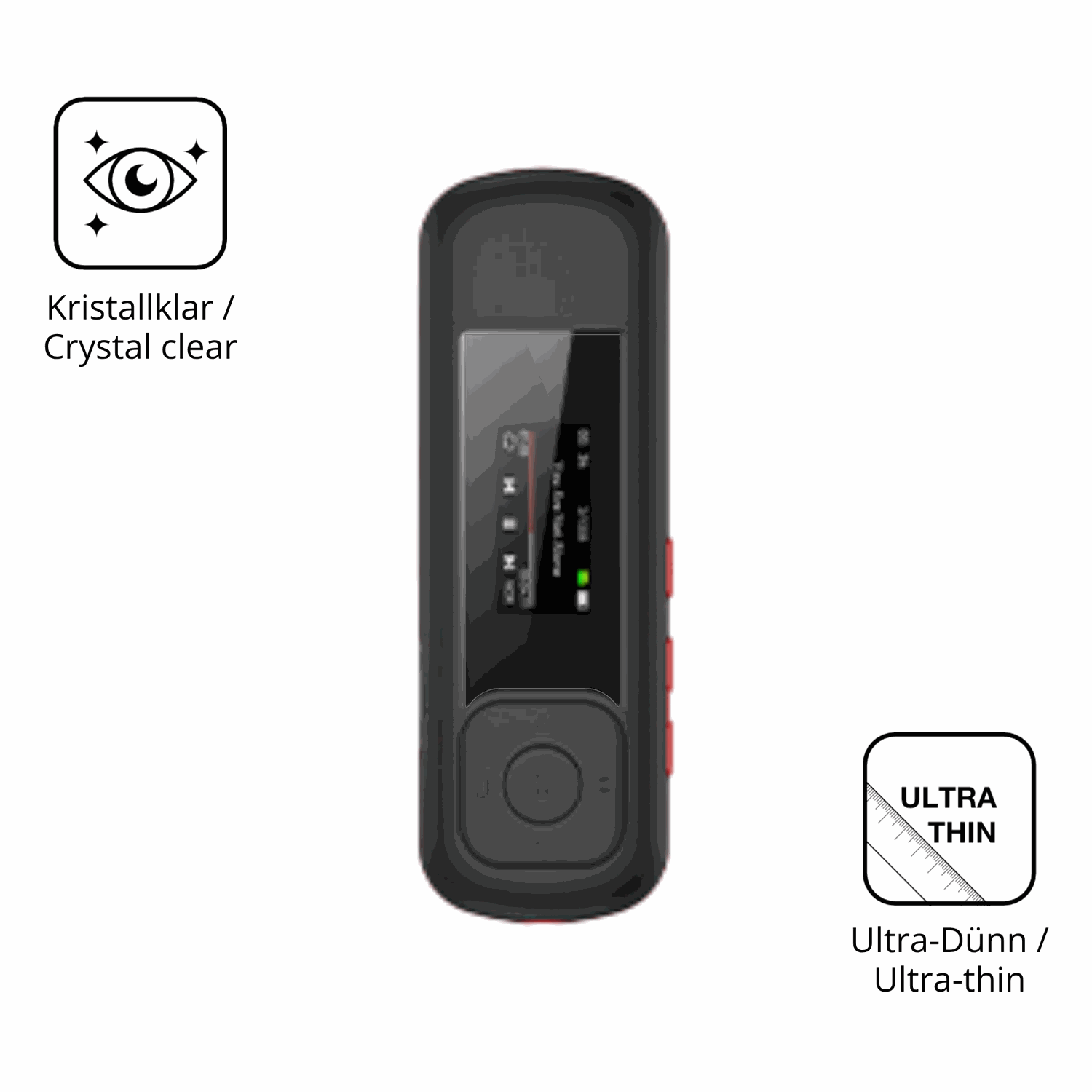 Dünne und klare Folie passend zugeschnitten für AGPTEK A55 MP3-Player