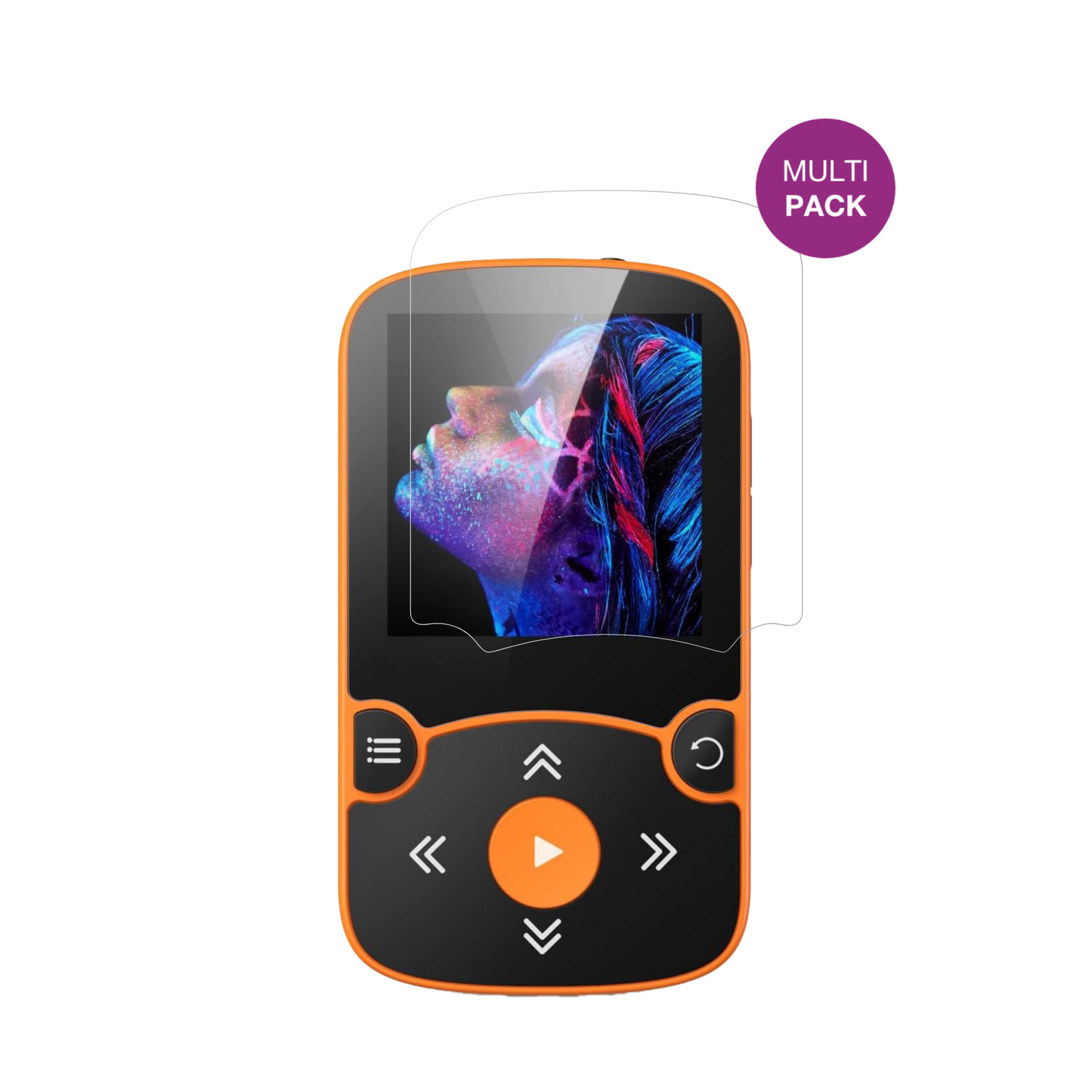 AGPTEKA65 MP3-Player mit aufgebrachter dipos Displayschutzfolie, glasklare Darstellung ohne Einschränkungen