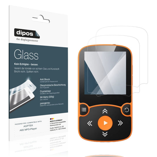 Klare Displayschutzfolie von dipos passend für AGPTEK A65 MP3-Player, 9H kratzfest und blasenfrei montiert