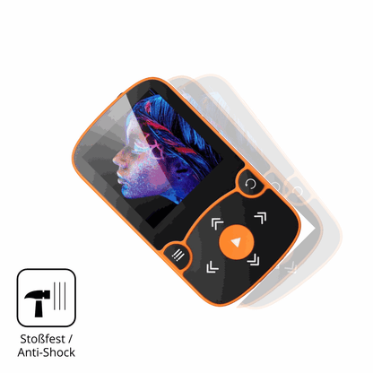 Schutz gegen Kratzer auf dem AGPTEK A65 MP3-Player Glas durch Schlüssel, Stöße gegen die Tischkante oder Stürze