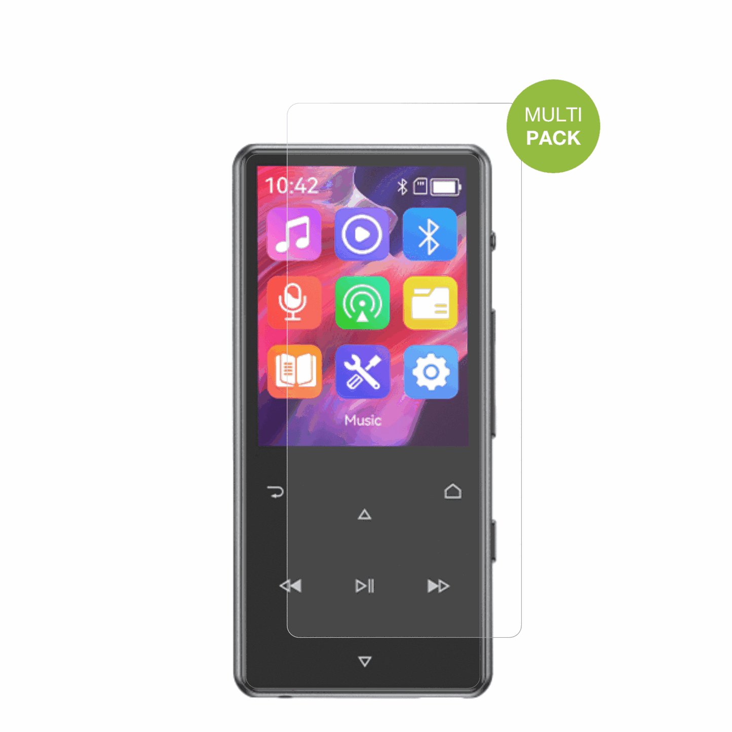 AGPTEKM6 MP3-Player mit aufgebrachter dipos Displayschutzfolie, die lästige Fingerabdrücke minimiert