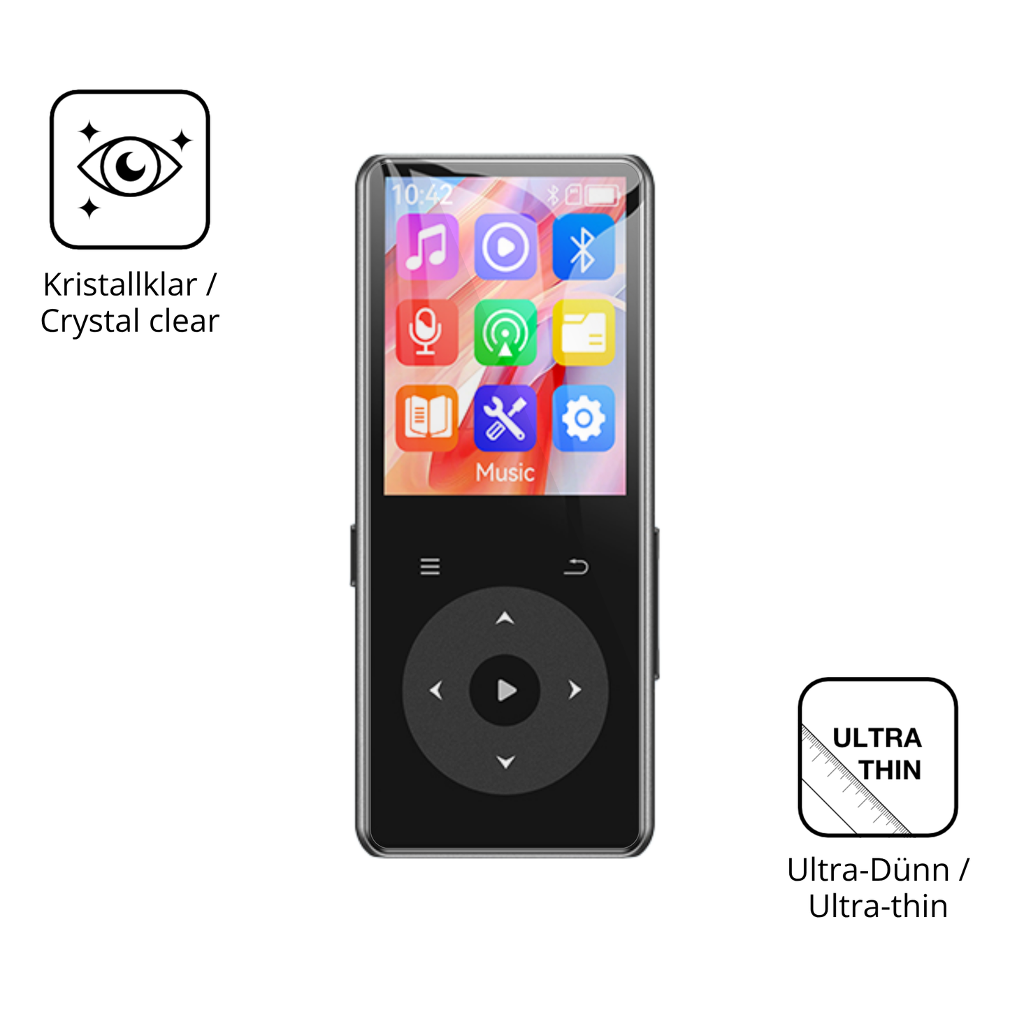 Dünne und klare Folie passend zugeschnitten für AGPTEK M7 MP3-Player