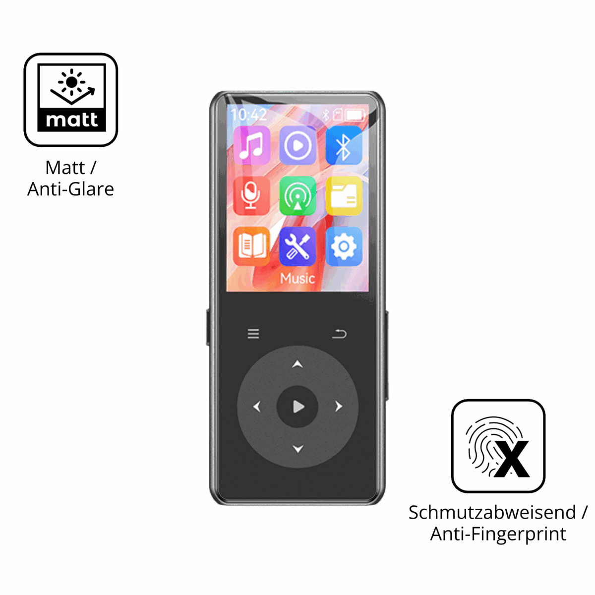 9H Hartbeschichtete, flexible Folie passend zugeschnitten für AGPTEK M7 MP3-Player