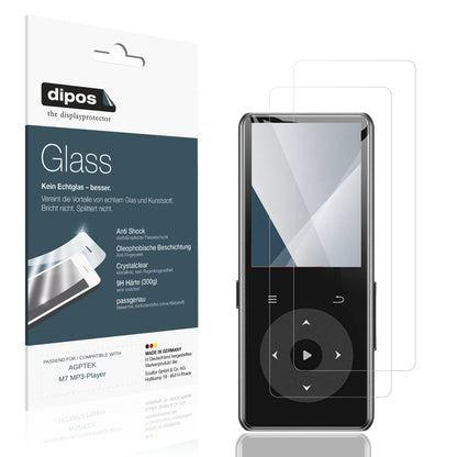 Klare Displayschutzfolie von dipos passend für AGPTEK M7 MP3-Player, 9H kratzfest und blasenfrei montiert