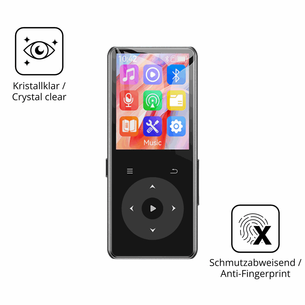 Flexible TPU-Folie passend zugeschnitten für AGPTEK M7 MP3-Player, vollständige Abdeckung