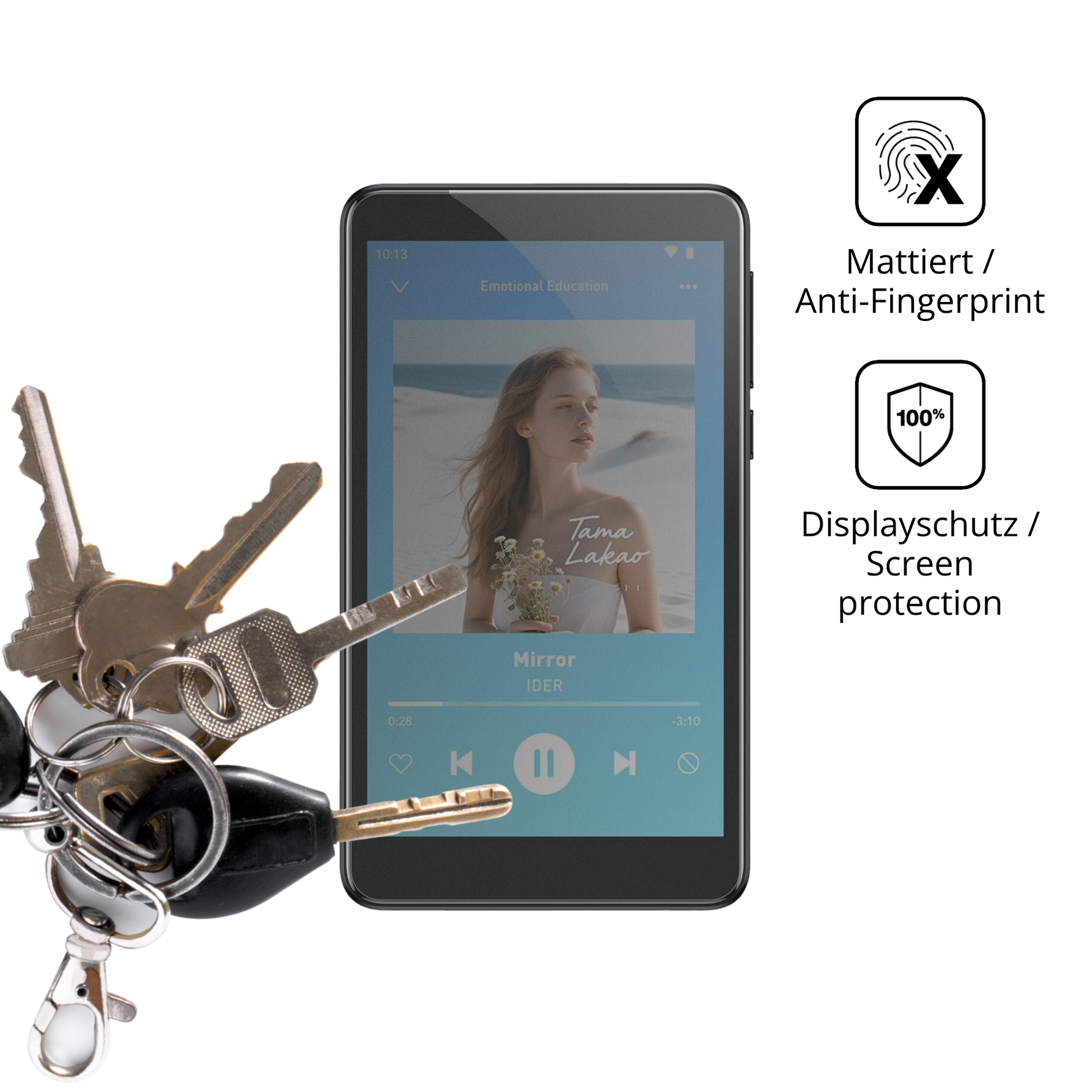 dipos Displayschutz für AGPTEK T08X MP3-Player, mattierte Oberfläche, Blickschutzfilter und perfekter Passform