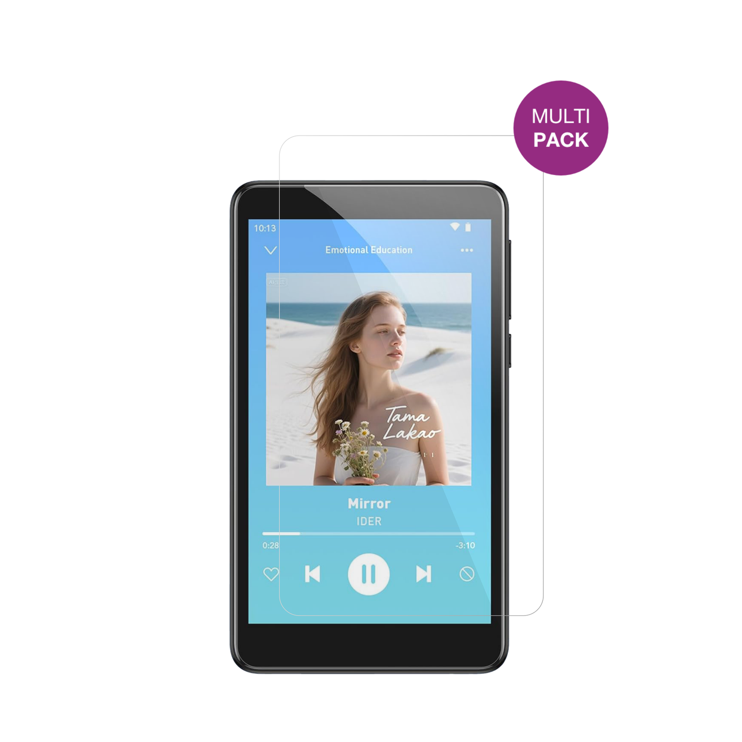 AGPTEKT08X MP3-Player mit aufgebrachter dipos Displayschutzfolie, glasklare Darstellung ohne Einschränkungen