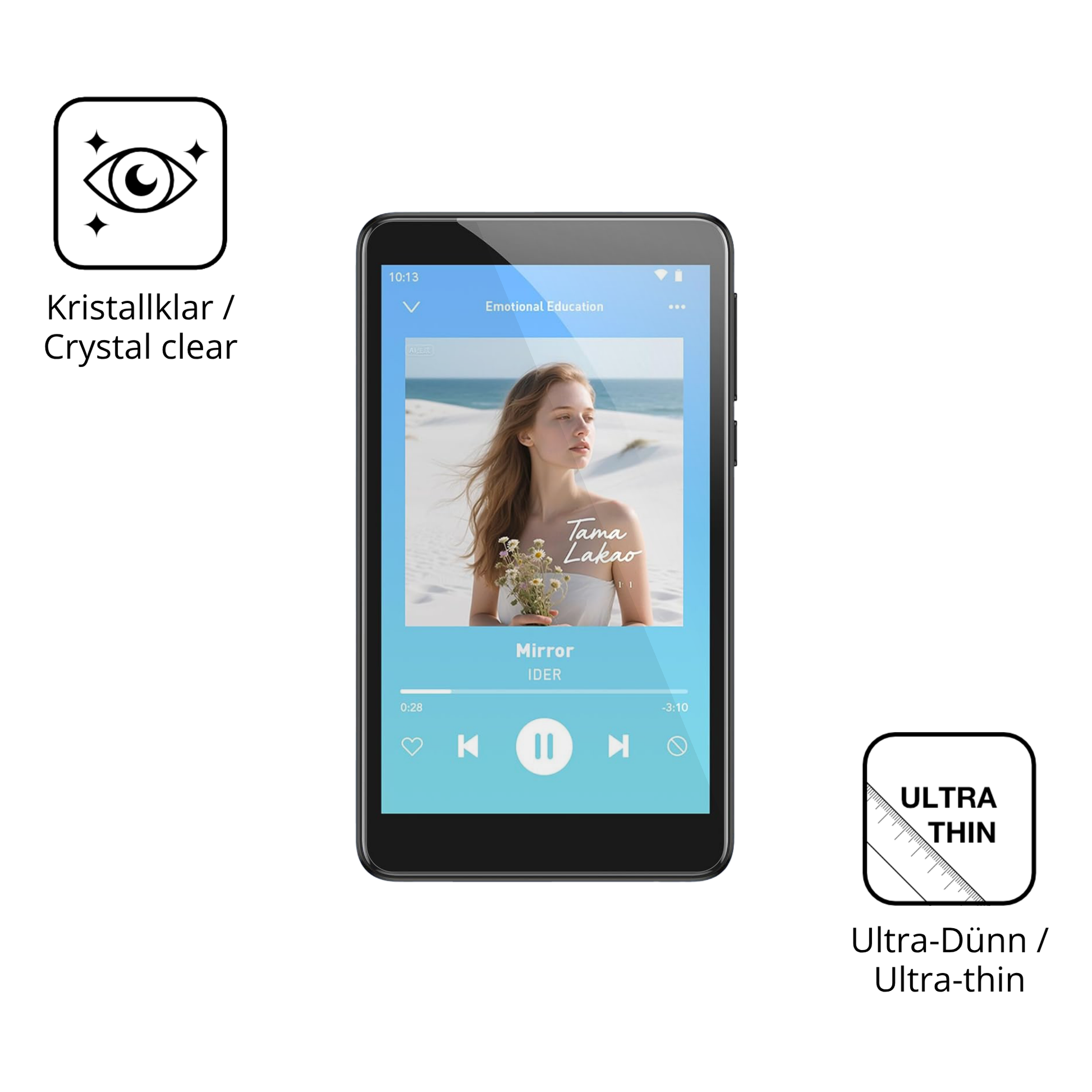 Dünne und klare Folie passend zugeschnitten für AGPTEK T08X MP3-Player