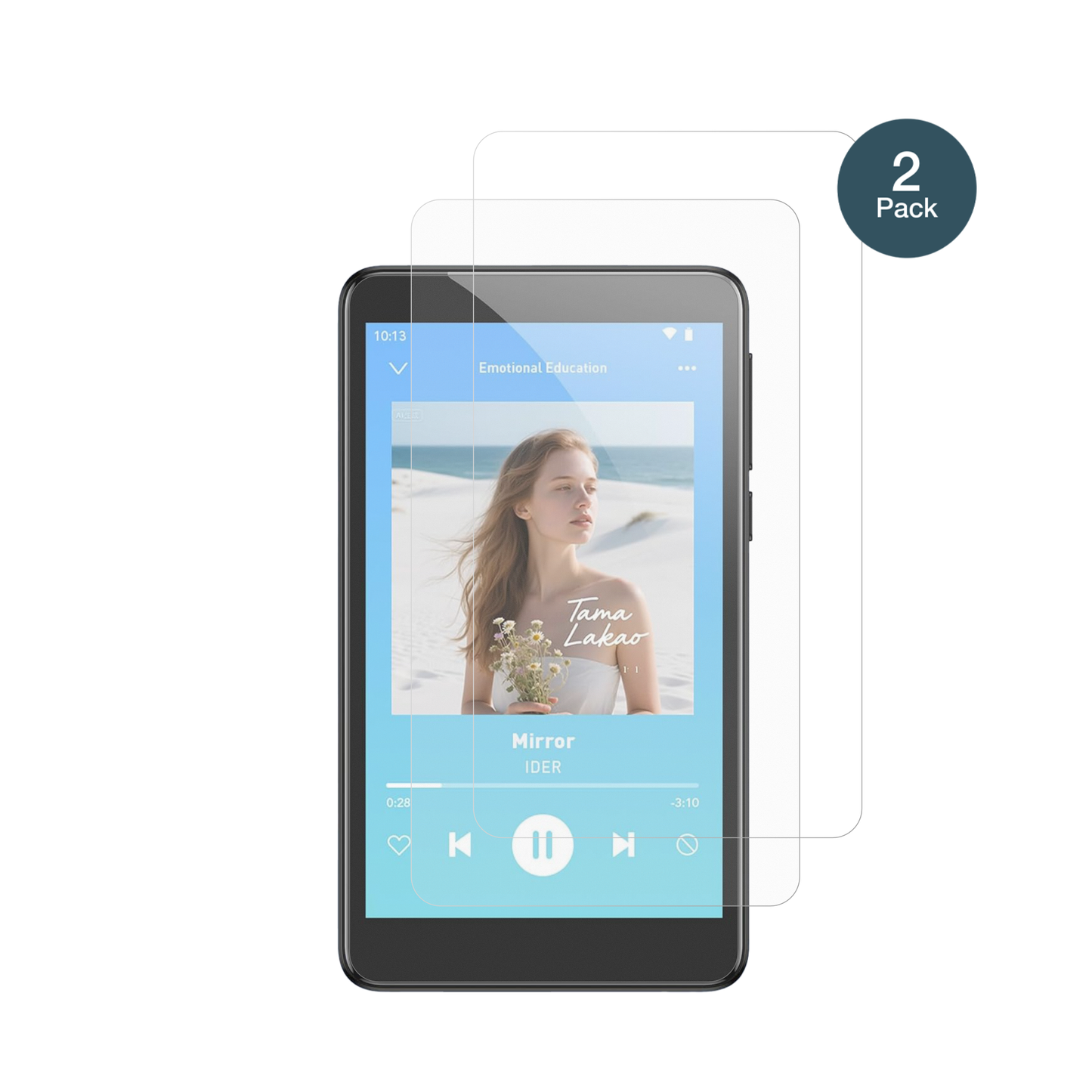 AGPTEKT08X MP3-Player mit aufgebrachter dipos Panzerfolie, die lästige Fingerabdrücke minimiert