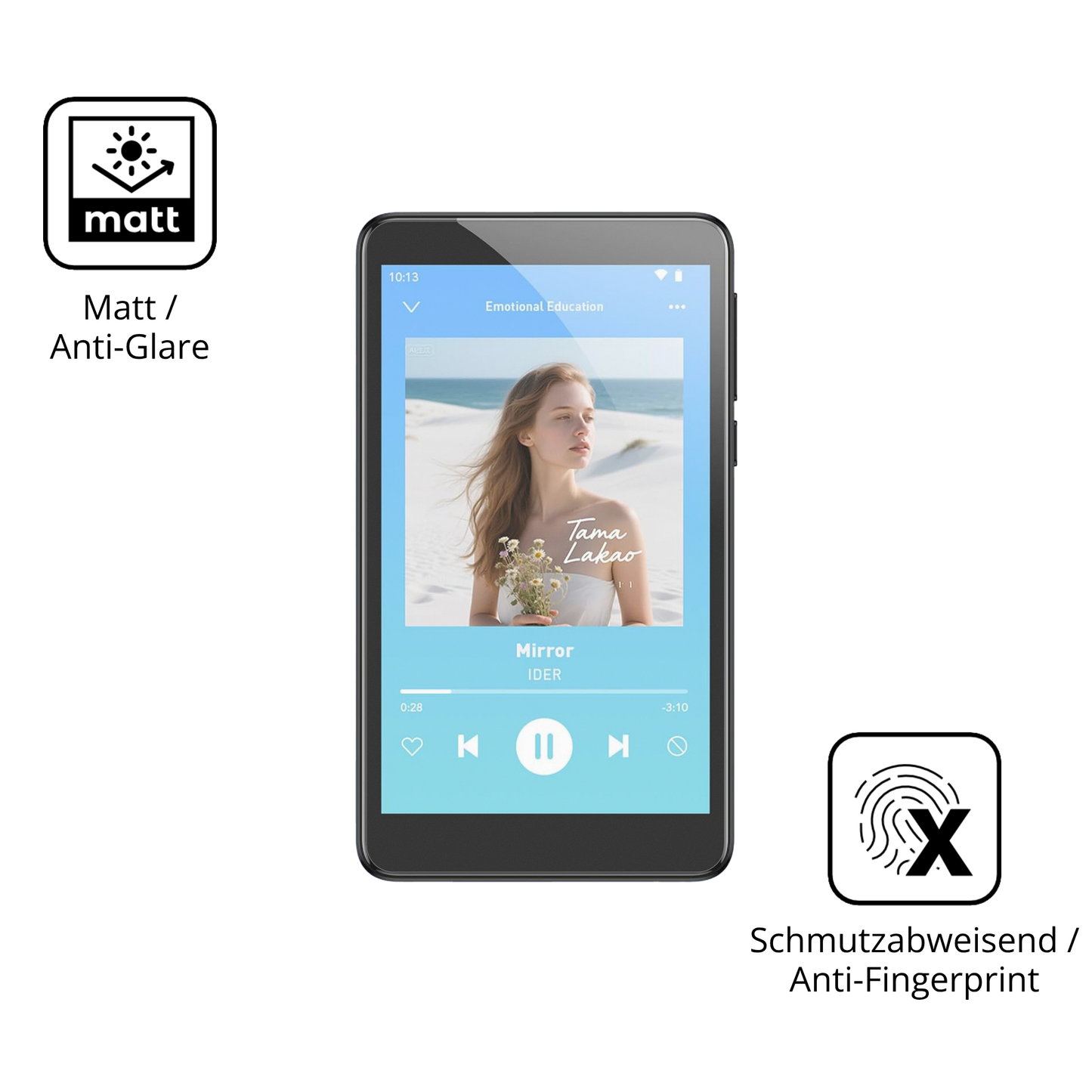 9H Hartbeschichtete, flexible Folie passend zugeschnitten für AGPTEK T08X MP3-Player