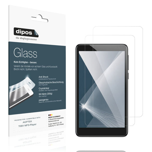 Klare Displayschutzfolie von dipos passend für AGPTEK T08X MP3-Player, 9H kratzfest und blasenfrei montiert