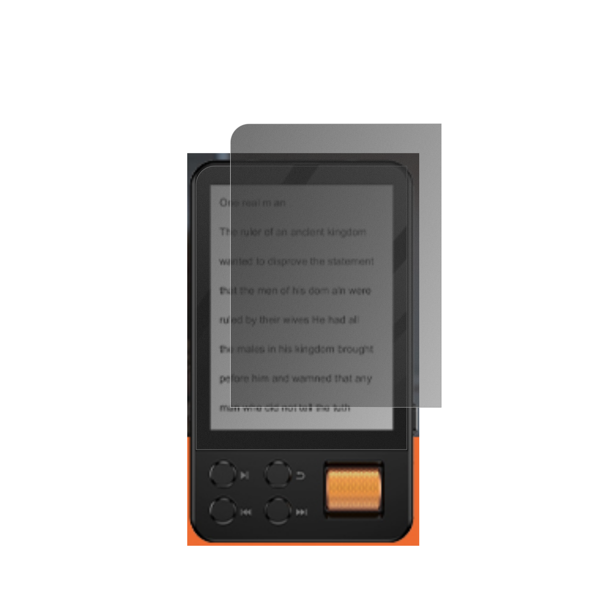 AGXOVD28 MP3-Player mit aufgebrachtem dipos Displayschutz, der seitliche Einblicke blockiert