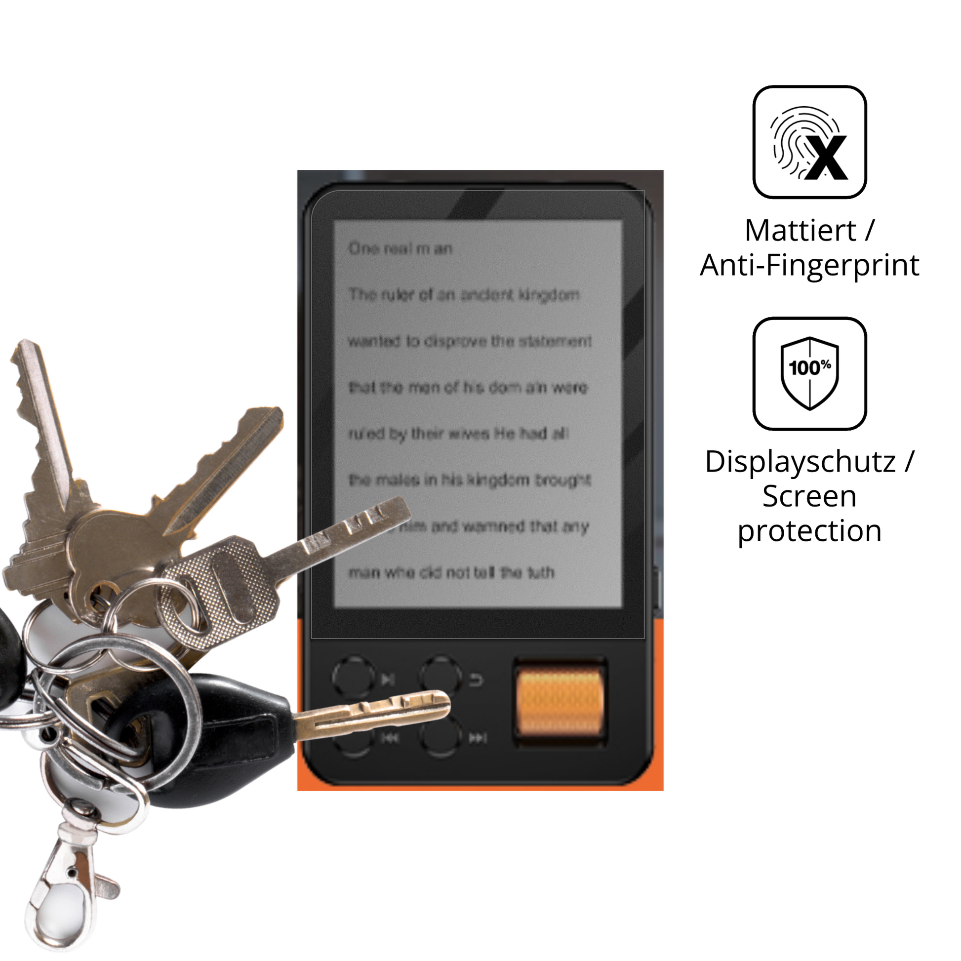 dipos Displayschutz für AGXOV D28 MP3-Player, mattierte Oberfläche, Blickschutzfilter und perfekter Passform