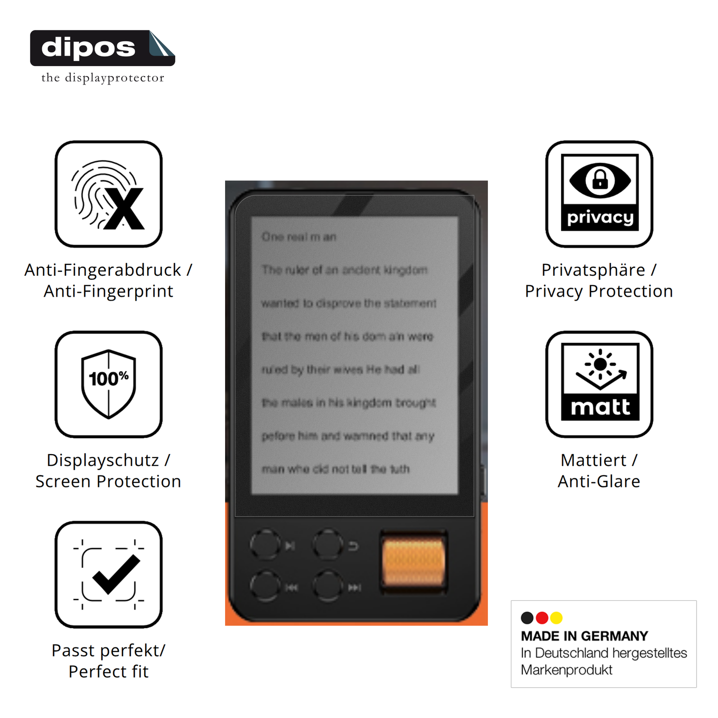 Privatsphäre-Schutz durch Sichtschutz-Folie passend zugeschnitten für AGXOV D28 MP3-Player