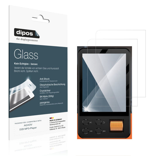 Klare Displayschutzfolie von dipos passend für AGXOV D28 MP3-Player, 9H kratzfest und blasenfrei montiert