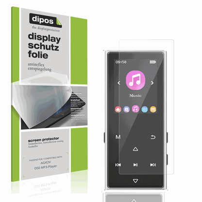 Matte Displayschutzfolie von dipos passend für AGXOV D50 MP3-Player, präziser Zuschnitt und blasenfrei montiert
