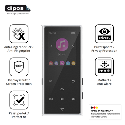 Privatsphäre-Schutz durch Sichtschutz-Folie passend zugeschnitten für AGXOV D50 MP3-Player