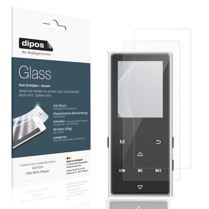Matte Displayschutzfolie von dipos passend für AGXOV D50 MP3-Player, 9H kratzfest und blasenfrei montiert
