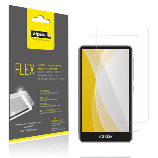 Klare Displayschutzfolie von dipos passend für AGXOV P20 MP3-Player, 100% Displayabdeckung und blasenfreie Montage