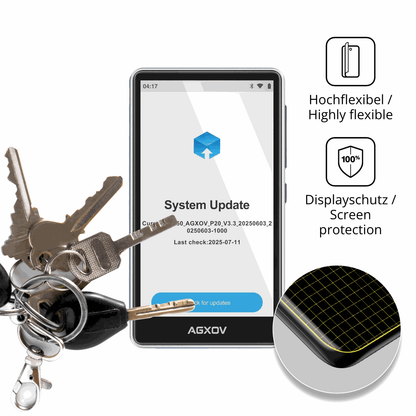 dipos Displayschutz für AGXOV P20 MP3-Player, transparente Oberfläche, geringe Dicke und perfekte Passform