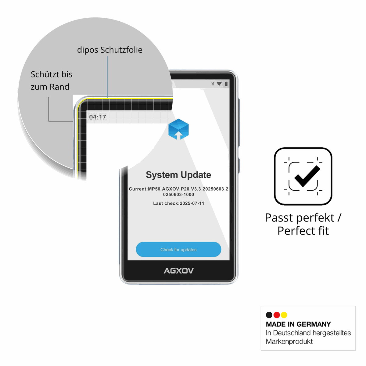 Schutzfolie mit optimaler Passform, zur Verwendung mit Hüllen geeignet