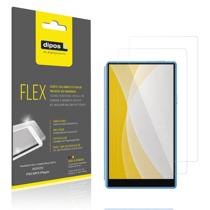 Klare Displayschutzfolie von dipos passend für AGXOV P50 MP3-Player, 100% Displayabdeckung und blasenfreie Montage