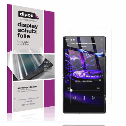Klare Displayschutzfolie von dipos passend für AHENOD G15 MP3-Player, präziser Zuschnitt und blasenfrei montiert
