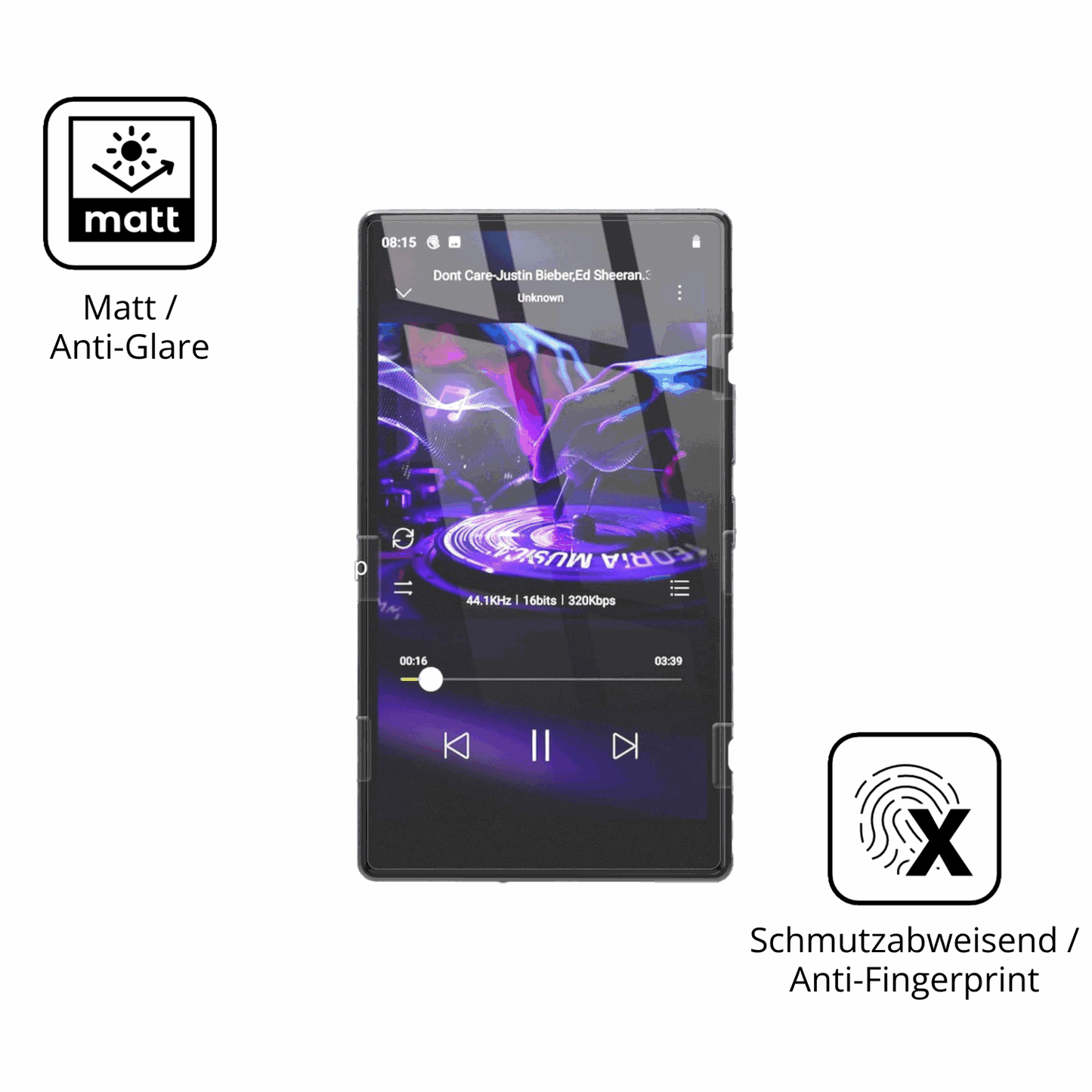 9H Hartbeschichtete, flexible Folie passend zugeschnitten für AHENOD G15 MP3-Player