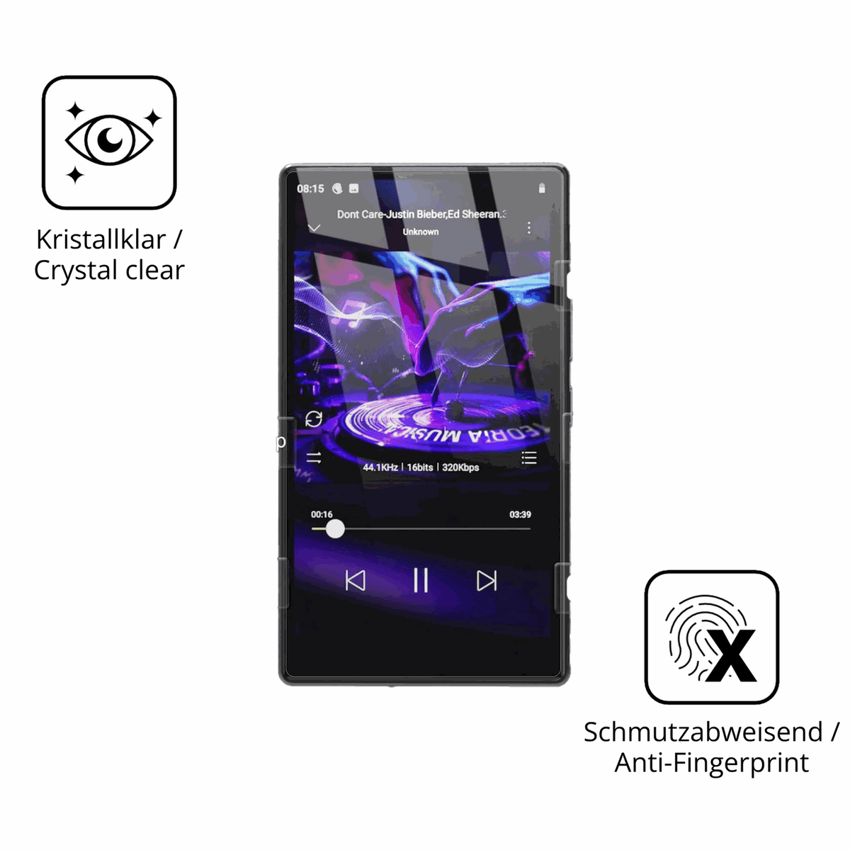 Flexible TPU-Folie passend zugeschnitten für AHENOD G15 MP3-Player, vollständige Abdeckung
