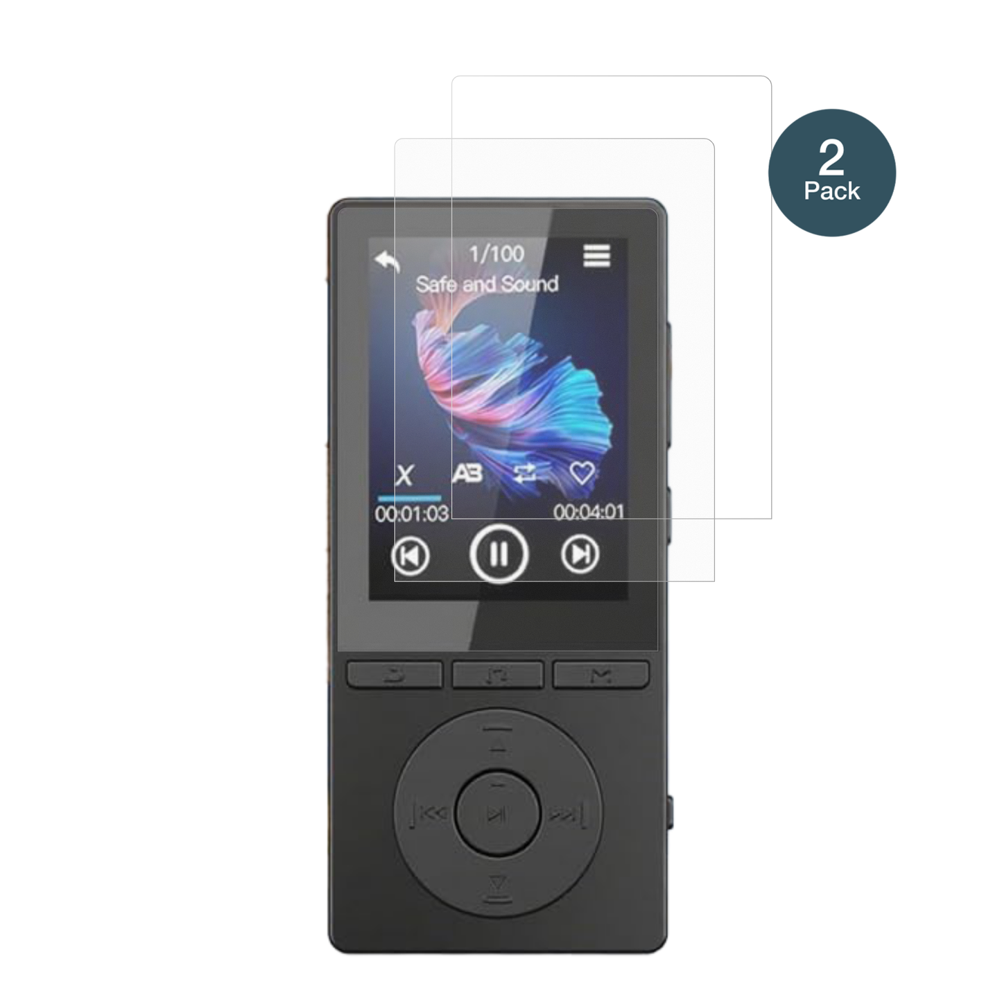 AiandccM6 MP3-Player mit aufgebrachter dipos Panzerfolie, die lästige Fingerabdrücke minimiert