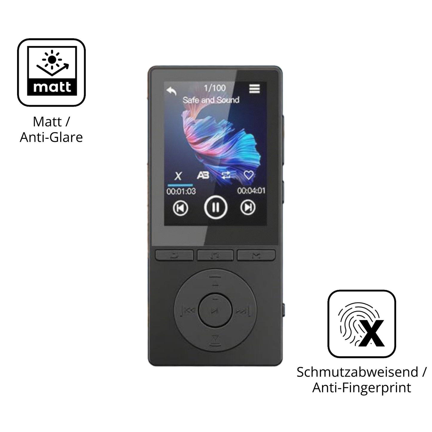 9H Hartbeschichtete, flexible Folie passend zugeschnitten für Aiandcc M6 MP3-Player