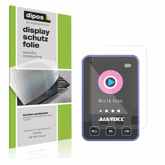 Matte Displayschutzfolie von dipos passend für Aiandcc M8 MP3-Player, präziser Zuschnitt und blasenfrei montiert