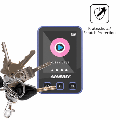 Schutz gegen Kratzer auf dem Aiandcc M8 MP3-Player Glas durch Schlüssel oder Ähnliches