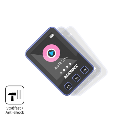 Schutz gegen Kratzer auf dem Aiandcc M8 MP3-Player Glas durch Schlüssel, Stöße gegen die Tischkante oder Stürze