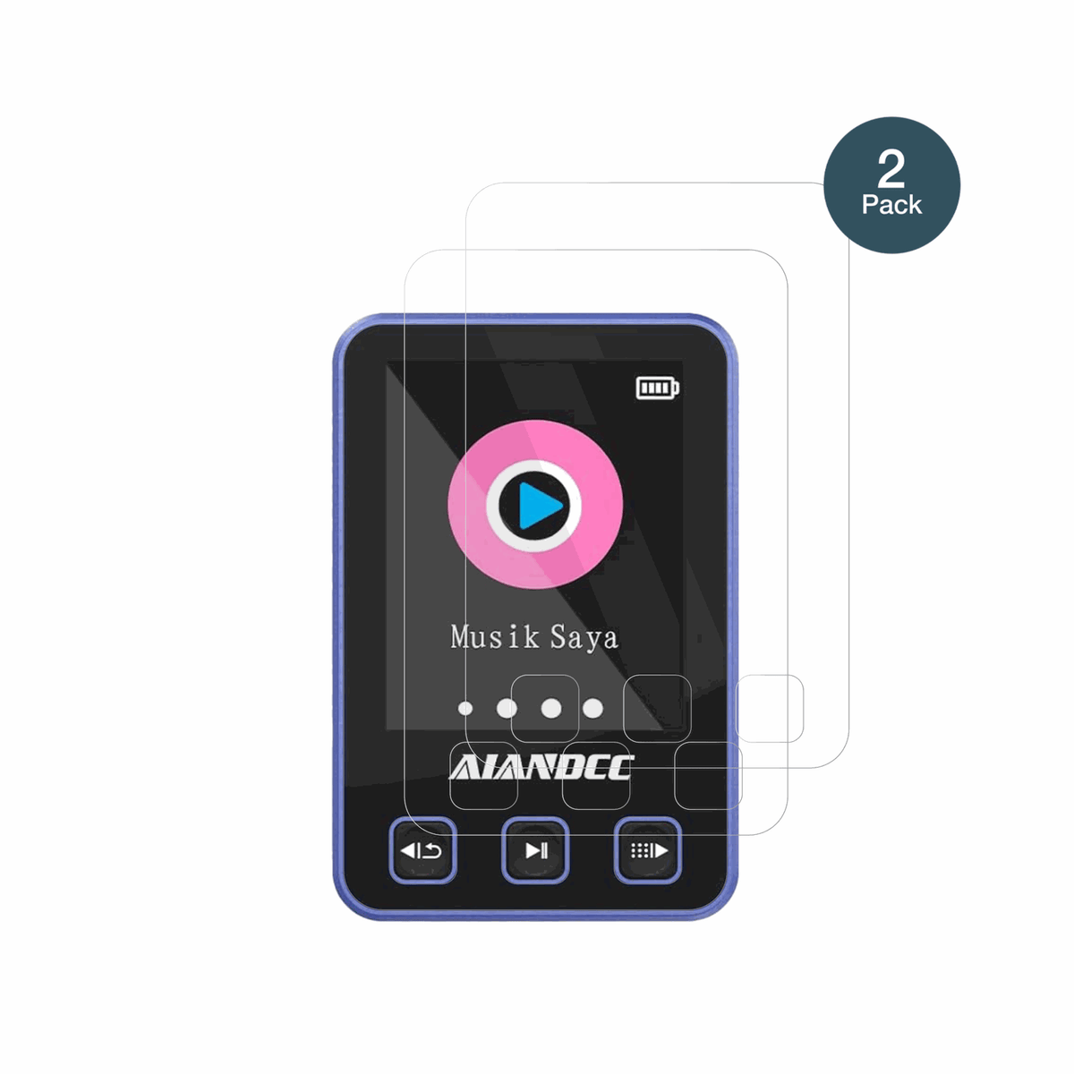AiandccM8 MP3-Player mit aufgebrachter dipos Flex Schutzfolie, glasklare Darstellung ohne Einschränkungen