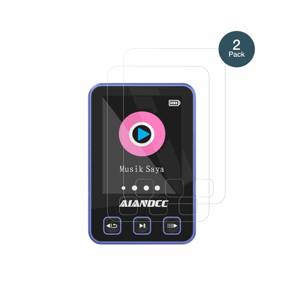 AiandccM8 MP3-Player mit aufgebrachter dipos Flex Schutzfolie, glasklare Darstellung ohne Einschränkungen