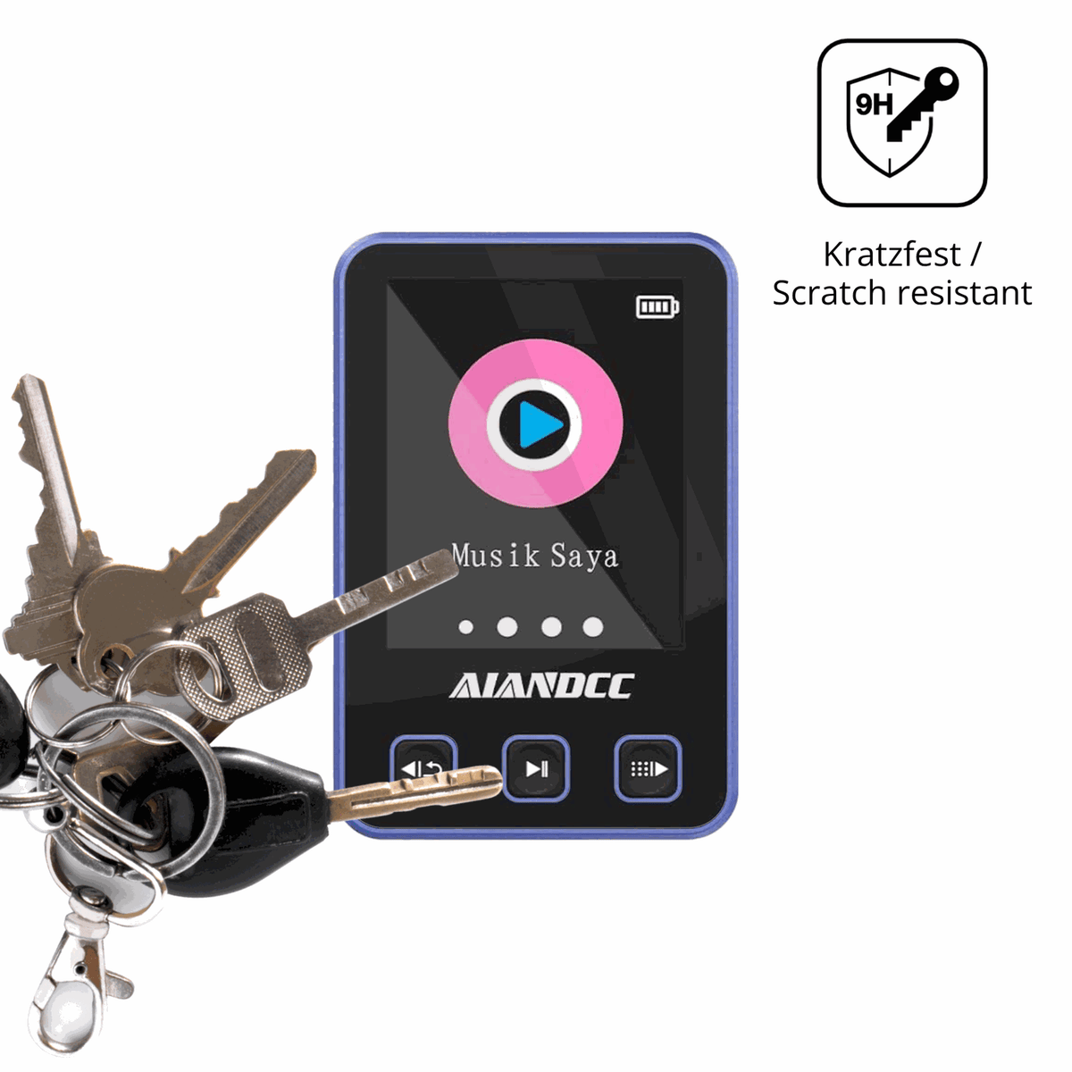 dipos Displayschutz für Aiandcc M8 MP3-Player, transparente Oberfläche, perfekte Passform auch für die Rundungen