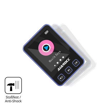 Schutz gegen Kratzer auf dem Aiandcc M8 MP3-Player Glas durch Schlüssel, Stöße gegen die Tischkante oder Stürze