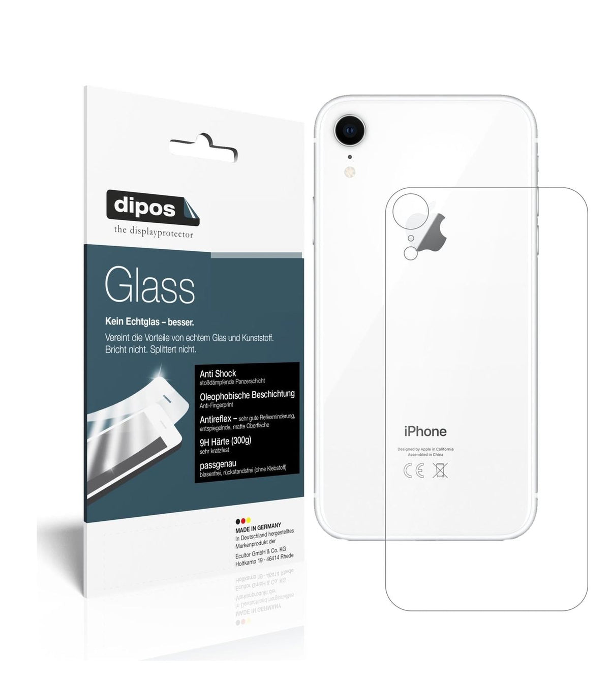 1x 9H Schutzfolie matt für Apple iPhone XR Rückseite Panzerfolie