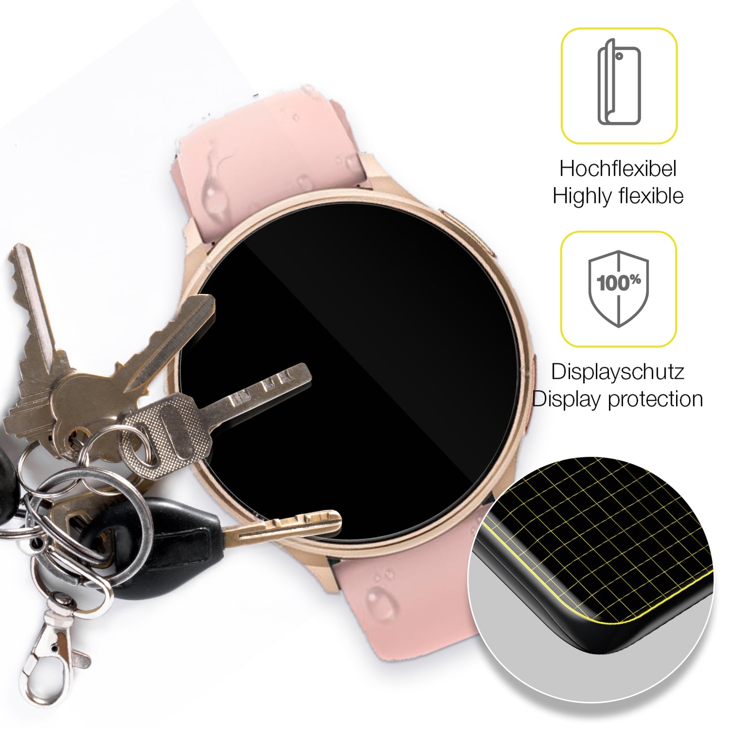 dipos Displayschutz für Aimiuvei Smartwatch 1.27 Zoll, transparente Oberfläche, geringe Dicke und perfekte Passform