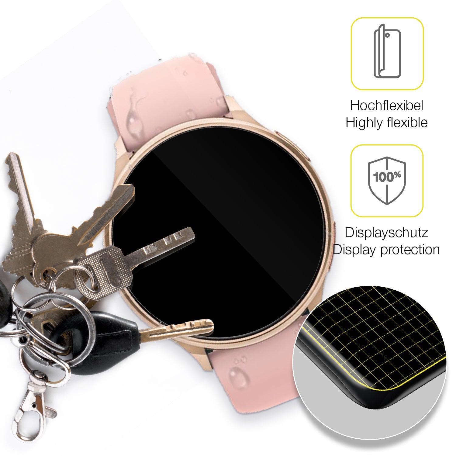 dipos Displayschutz für Aimiuvei Smartwatch 1.27 Zoll, transparente Oberfläche, geringe Dicke und perfekte Passform