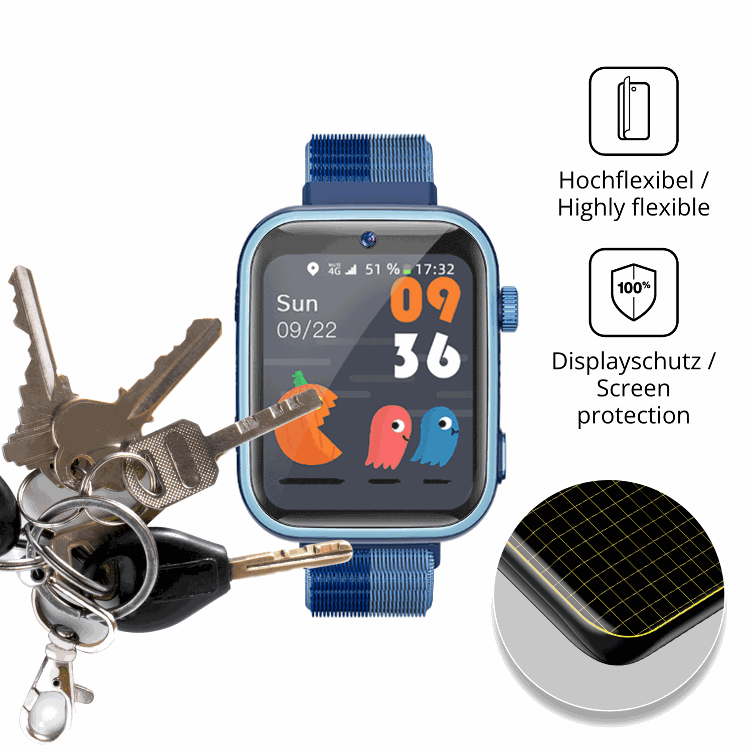 dipos Displayschutz für Aimiuvei T45 Kids Smartwatch 1.83 Zoll, transparente Oberfläche, perfekte Passform auch für die Rundungen