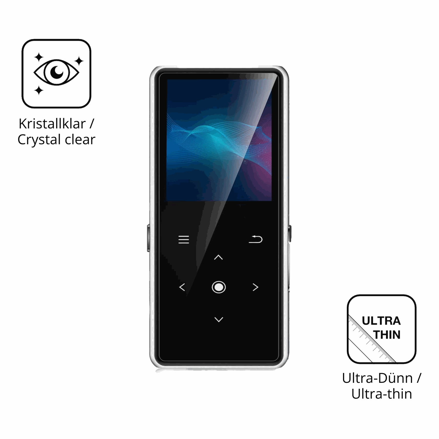 Dünne und klare Folie passend zugeschnitten für AiMoonsa B27 MP3-Player