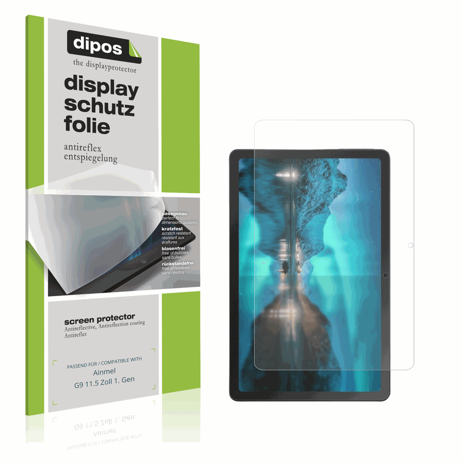 Matte Displayschutzfolie von dipos passend für Ainmel G9 11.5 Zoll 1. Gen, präziser Zuschnitt und blasenfrei montiert