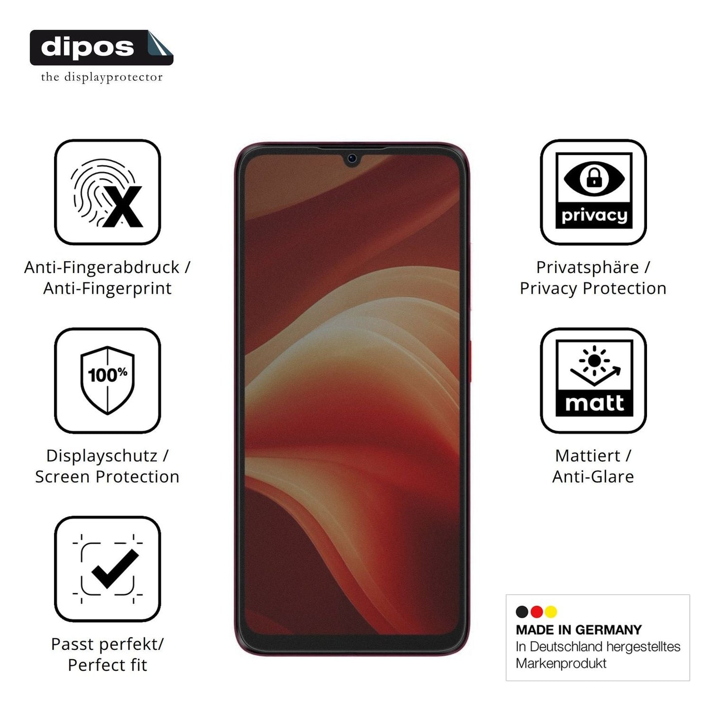 Blickschutzfolie für Aiplus AI+ Nova 2 5G matt Schutzfolie Privacy
