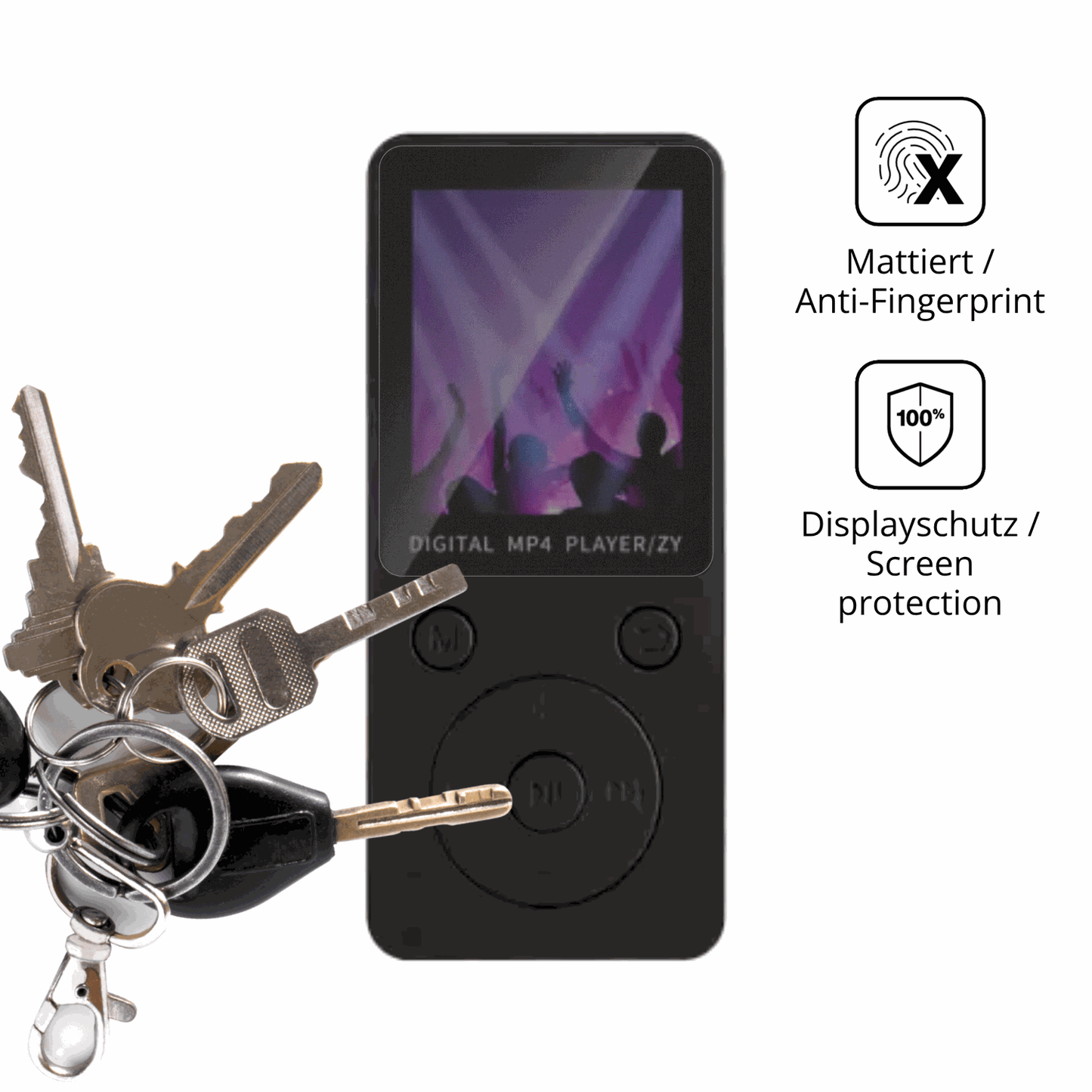 dipos Displayschutz für Aivane S11 MP3-Player, mattierte Oberfläche, Blickschutzfilter und perfekter Passform